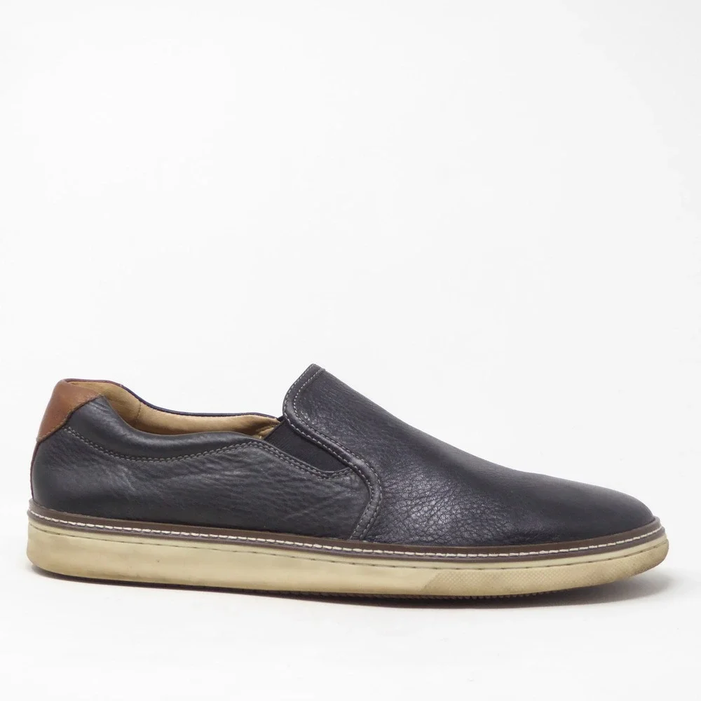 Johnston & Murphy Mens McGuffey Slip On Shoes Black Leather Sheepskin 13M